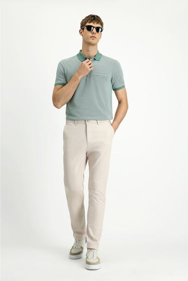 Krem Slim Fit Dar Kesim Beli Lastikli Likralı Kanvas / Chino Pantolon