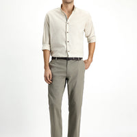 Orta Haki Slim Fit Dar Kesim Beli Lastikli Likralı Kanvas / Chino Pantolon