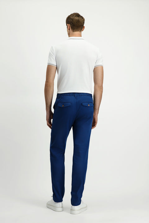 Mid-Wash Slim Fit Stretch Canvas / Chino Trousers with Elasticated Waist