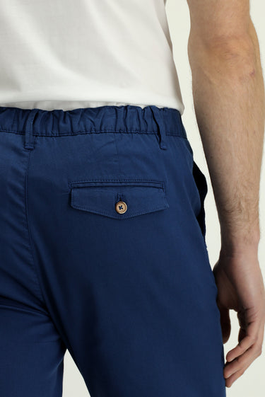 Orta Petrol Slim Fit Dar Kesim Beli Lastikli Likralı Kanvas / Chino Pantolon