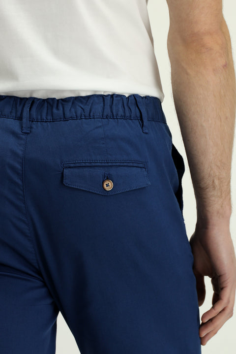 Mid-Wash Slim Fit Stretch Canvas / Chino Trousers with Elasticated Waist