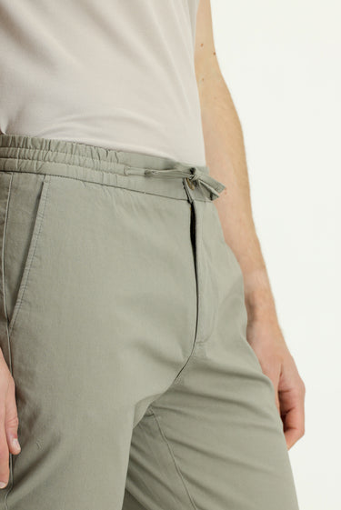 Açık Füme Slim Fit Dar Kesim Likralı Beli Lastikli İpli Pantolon