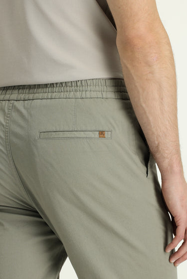 Açık Füme Slim Fit Dar Kesim Likralı Beli Lastikli İpli Pantolon