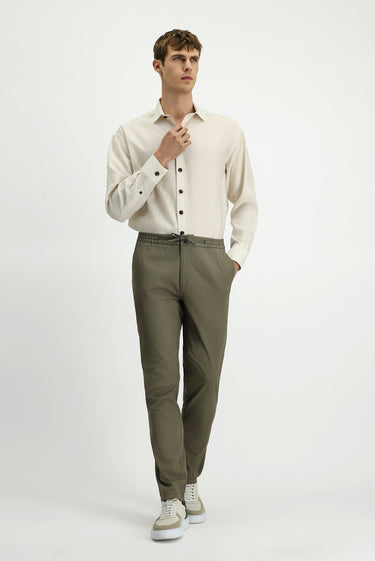 Açık Haki Slim Fit Dar Kesim Likralı Beli Lastikli İpli Pantolon