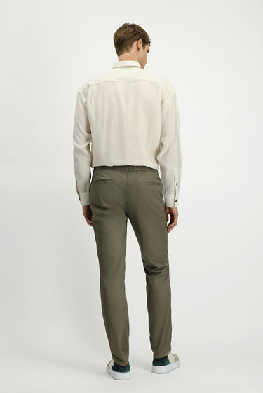 Açık Haki Slim Fit Dar Kesim Likralı Beli Lastikli İpli Pantolon