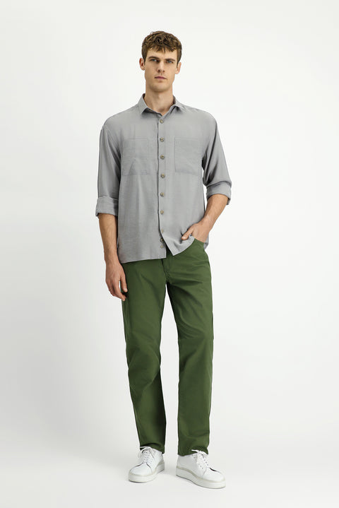 Forest Green Slim Fit Stretchy Canvas / Chino Trousers