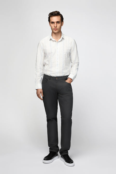 Orta Füme 6 Drop Regular Fit Standart Kesim Likralı Kanvas / Chino Pantolon