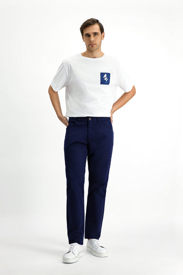 Açık Lacivert Regular Fit Likralı Kanvas / Chino Pantolon
