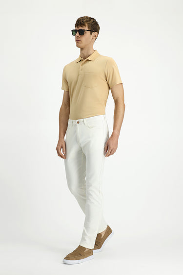 Ekru Regular Fit Likralı Kanvas / Chino Pantolon