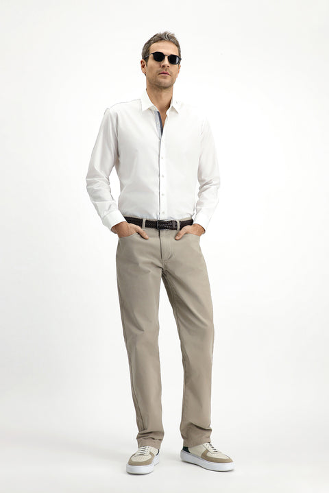 Açık Vizon 6 Drop Regular Fit Standart Kesim Likralı Kanvas / Chino Pantolon