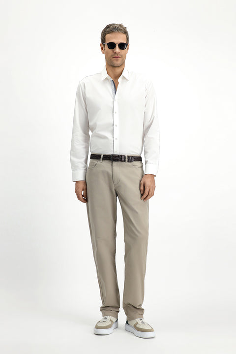 Açık Vizon 6 Drop Regular Fit Standart Kesim Likralı Kanvas / Chino Pantolon