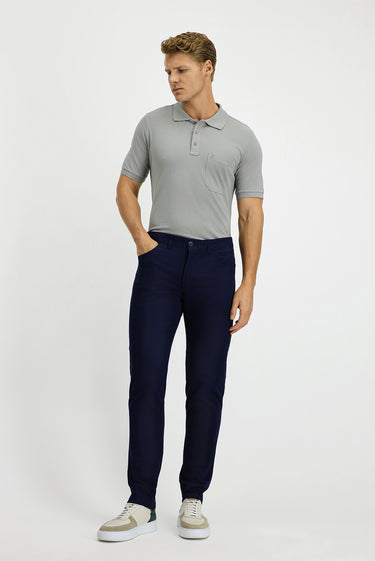 Açık Lacivert Slim Fit Dar Kesim Likralı Kanvas / Chino Pantolon