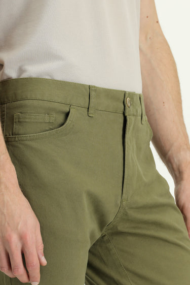 Asker Haki Slim Fit Dar Kesim Likralı Kanvas / Chino Pantolon