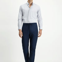Koyu Lacivert Slim Fit Dar Kesim Desenli Beli Lastikli İpli Likralı Pantolon