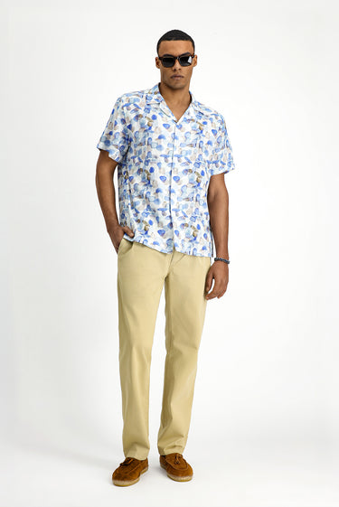 Açık Bej Regular Fit Likralı Beli Lastikli İpli Pileli Pantolon