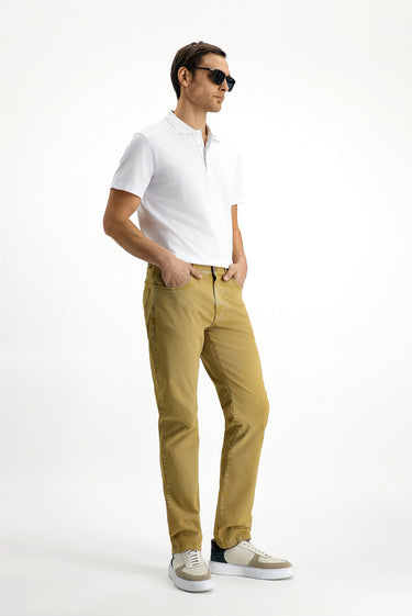 Orta Bej Regular Fit Likralı Kanvas / Chino Pantolon