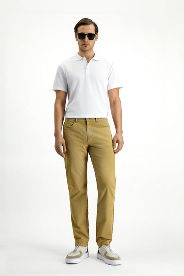 Orta Bej Regular Fit Likralı Kanvas / Chino Pantolon