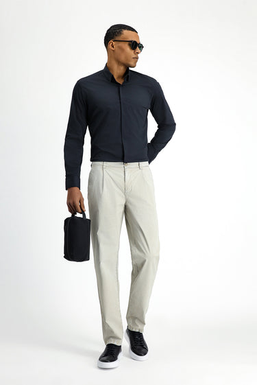 Orta Gri Regular Fit Likralı Kanvas / Chino Pantolon
