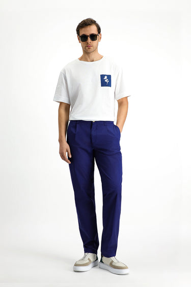 Orta Lacivert Regular Fit Likralı Kanvas / Chino Pantolon