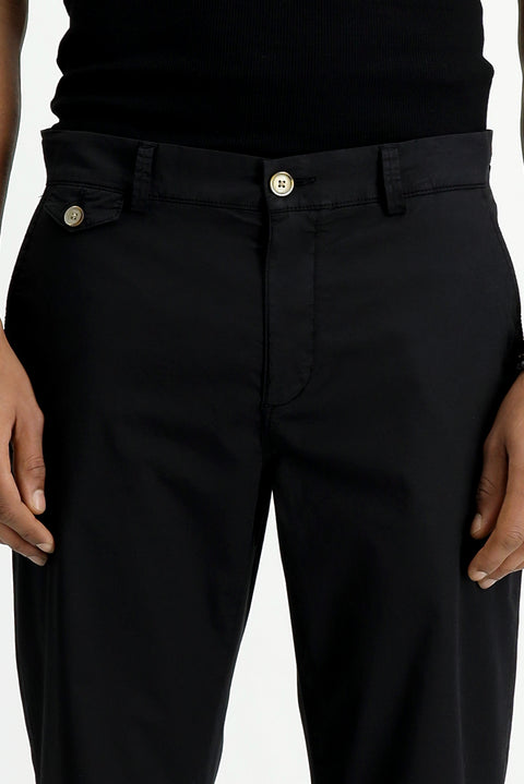 Siyah Regular Fit Standart Kesim Likralı Kanvas / Chino Pantolon