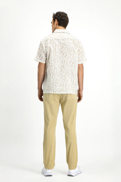 Light Beige Regular Fit Standard Cut Lycra Canvas / Chino Pants