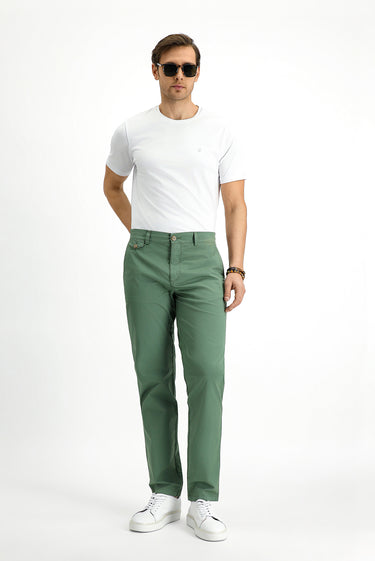 Orta Haki Regular Fit Likralı Kanvas / Chino Pantolon