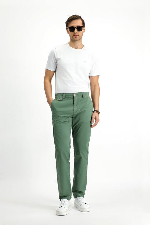 Orta Haki Regular Fit Standart Kesim Likralı Kanvas / Chino Pantolon