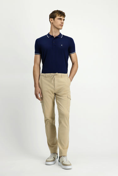 Açık Bej Regular Fit Likralı Beli Lastikli İpli Lyocell Karışımlı Kargo Pantolon