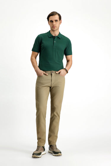 Orta Vizon Regular Fit Likralı Desenli Kanvas / Chino Pantolon