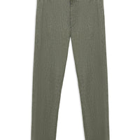 Orta Haki Slim Fit Dar Kesim Beli Lastikli Keten Pantolon