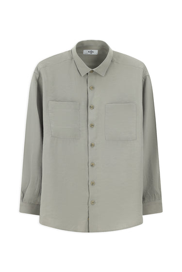 Koyu Vizon Uzun Kol Oversize Modal Karışımlı Gömlek