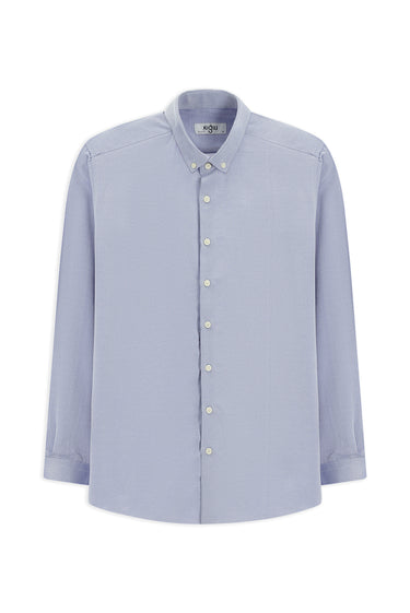 Mavi Uzun Kol Regular Fit Pamuklu Kolay Ütülenebilir Gömlek