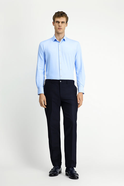 Light Blue Techno-Line Long Sleeve Regular Fit Lycra Stretch Shirt