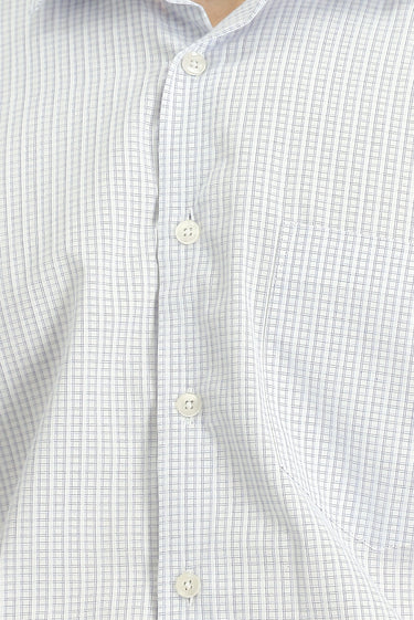 Beyaz Uzun Kol Klasik Ekose Pamuk Gömlek