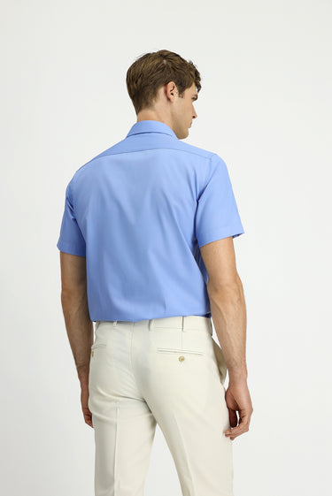 Açık Mavi Kısa Kol Regular Fit Pamuklu Non Iron Gömlek