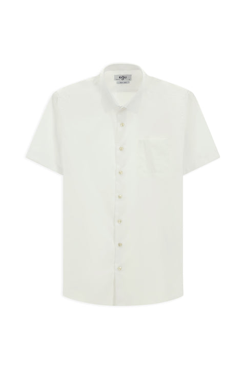 Beyaz Kısa Kol Regular Fit Pamuklu Non Iron Gömlek
