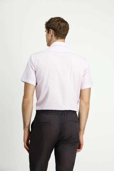 Dusty Pink Short Sleeve Regular Fit Cotton Non-Iron Shirt