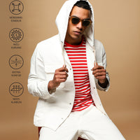 White Techno-Line Hooded Seasonal Sport Jacket
