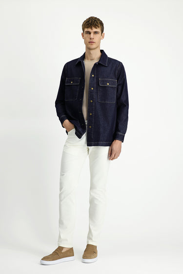 Koyu Lacivert Regular Fit Pamuk Gömlek Mont