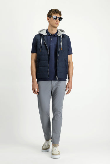 Orta Lacivert Kapüşonlu Kapitone Spor Yelek