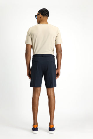Koyu Lacivert Super Slim Fit Eksra Dar Kesim Techno-Line Likralı Pileli Şort