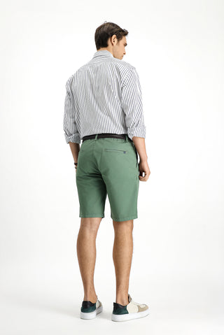 Orta Haki 6 Drop Regular Fit Standart Kesim Pamuklu Pileli Bermuda Şort