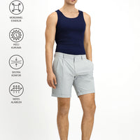 Açık Gri Techno-Line Slim Fit Dar Kesim Likralı Bermuda Şort