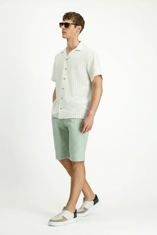 Mint Yeşili 4 Drop Relaxed Fit Rahat Kesim Beli Lastikli Pamuklu Bermuda Şort