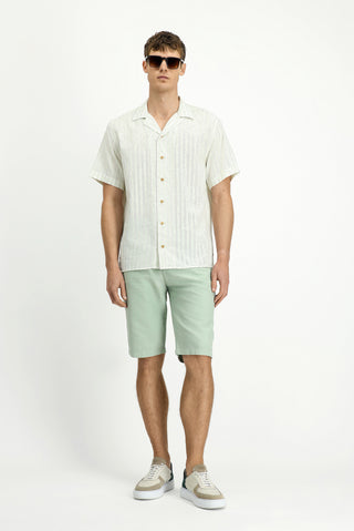 Mint Yeşili 4 Drop Relaxed Fit Rahat Kesim Beli Lastikli Pamuklu Bermuda Şort