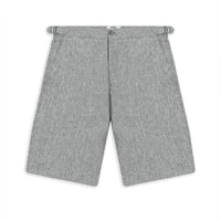 Orta Füme Relaxed Fit Rahat Kesim Tokalı Keten Bermuda Şort