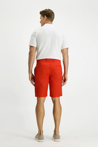 Mercan Kırmızı Regular Fit Standart Kesim Pamuklu Bermuda Şort