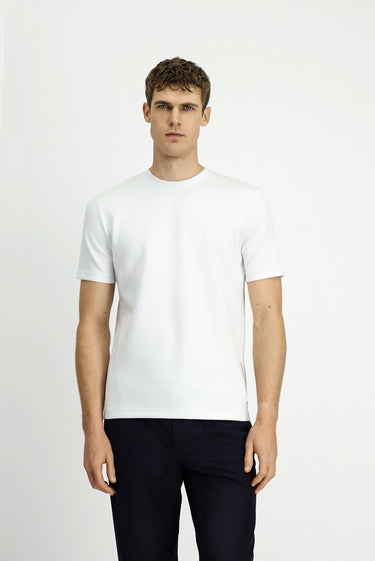 Kırık Beyaz Bisiklet Yaka Regular Fit Baskılı Tişört