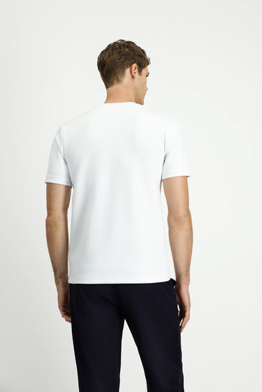 Kırık Beyaz Bisiklet Yaka Regular Fit Baskılı Tişört