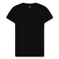 Siyah Bisiklet Yaka Slim Fit Dar Kesim Pamuk Fitilli Tişört